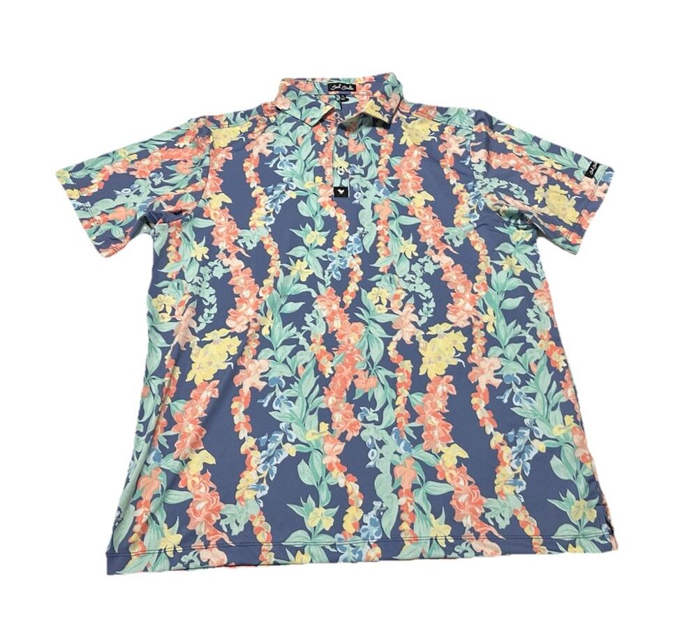 NEW Bad Birdie Men’s Lei’d Golf Core Polo Size XL Hawaiian Floral